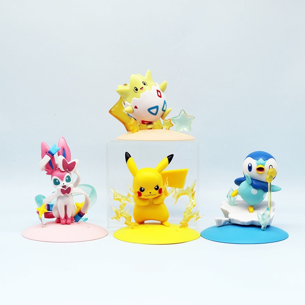 Set 4 Mô Hình Pokemon Có Đế Hiệu Ứng Siêu Cute (Pikachu, Togepi, Piplup, Sylveon)